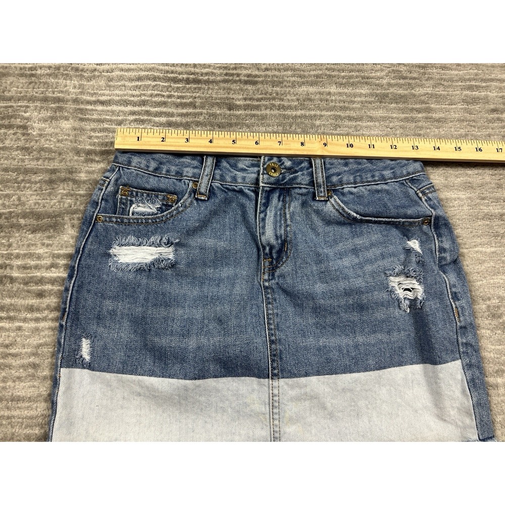 True Craft Skirt Juniors 3 Blue Denim‎ Mini 100% Cotton Casual - Picture 4 of 12